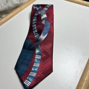 Vintage Botany 500 Men's Burgundy Blue Geometric Necktie Made in USA
